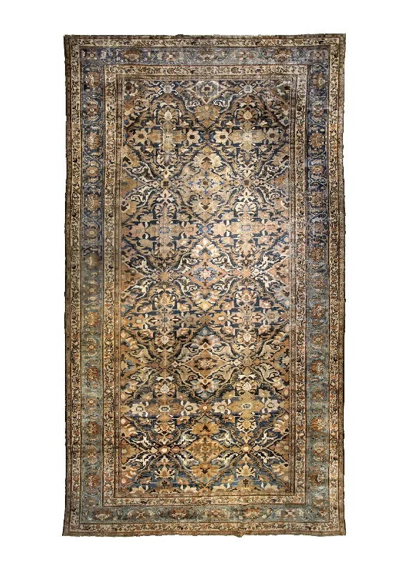 Persian Rug Malayer Handmade Area Antique Tribal 11'6"x19'10" (12x20) Brown Blue Geometric Design #A34900