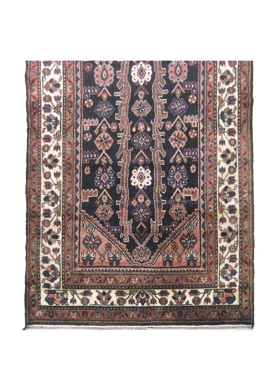 Persian Rug Malayer Handmade Runner Tribal 3'7"x10'10" (4x11) Blue Whites/Beige Red Geometric Design #A18607