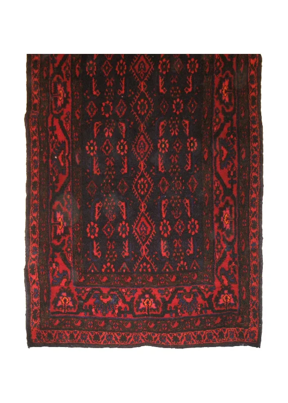 Persian Rug Malayer Handmade Runner Tribal 3'9"x13'9" (4x14) Blue Red Geometric Design #A18415