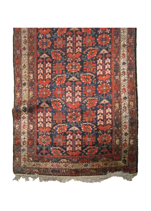 Persian Rug Malayer Handmade Runner Tribal Antique 3'6"x11'10" (4x12) Red Blue Geometric Design #A19923