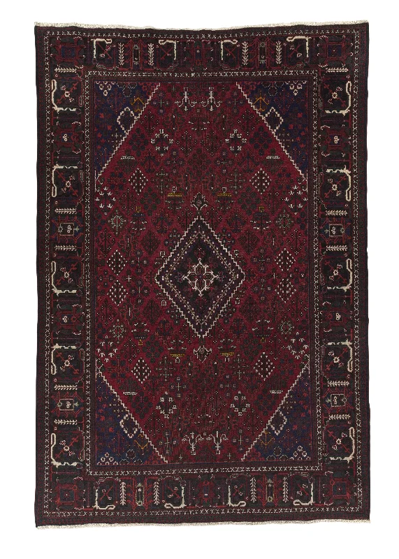 Persian Rug Meymeh Handmade Area Tribal Traditional 6'11"x10'5" (7x10) Red Geometric Design #33645