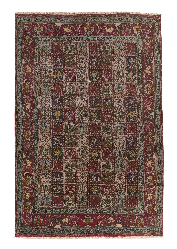 Persian Rug Moud Handmade Area Traditional 6'8"x10'2" (7x10) Red Multi-color Garden Design #33113