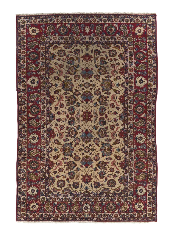 Persian Rug Najafabad Handmade Area Traditional 6'4"x9'8" (6x10) Red Whites/Beige Floral Design #32531