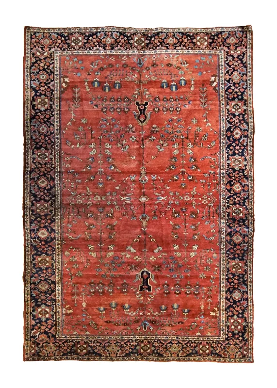 Persian Rug Sarouk Handmade Area Antique Traditional 6'9"x10'4" (7x10) Red Floral Design #A34716