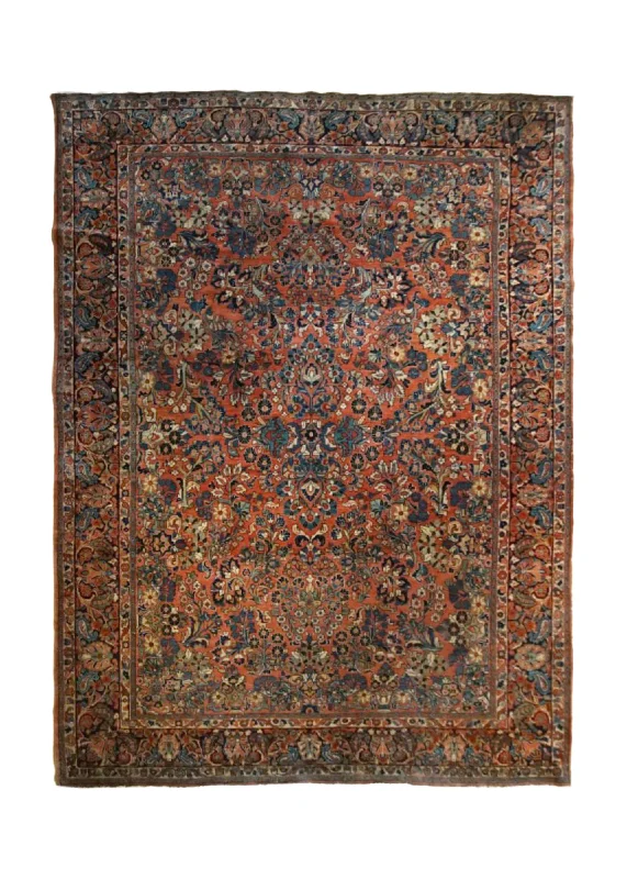 Persian Rug Sarouk Handmade Area Antique Traditional 7'6"x10'6" (8x11) Red Floral Design #A34670