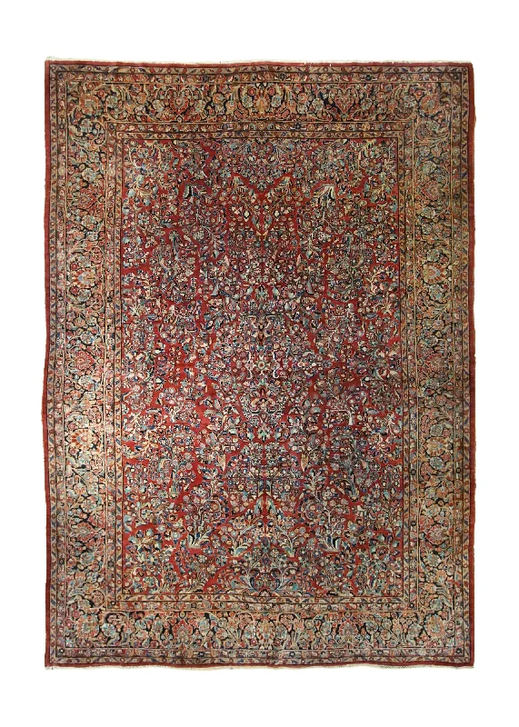 Persian Rug Sarouk Handmade Area Antique Traditional 8'5"x11'9" (8x12) Red Floral Design #A34910