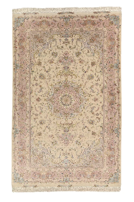 Persian Rug Tabriz Handmade Area Traditional 6'6"x10'2" (7x10) Pink Naghsh Floral Design #30469