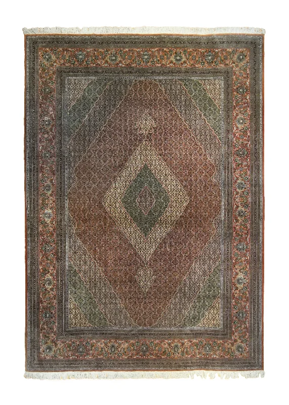 Persian Rug Tabriz Handmade Area Traditional 8'2"x11'5" (8x11) Green Mahi Fish Design #A34484