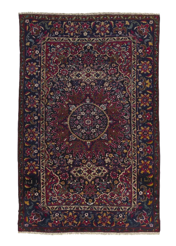 Persian Rug Toodeshk Handmade Area Antique Traditional 7'1"x11'4" (7x11) Blue Floral Design #18125