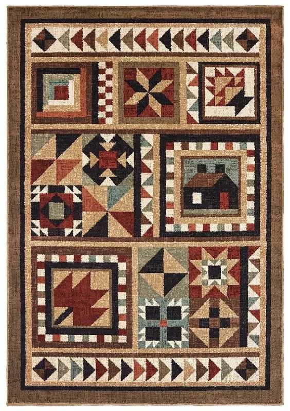 Woodlands 9596A Brown Multi Rug