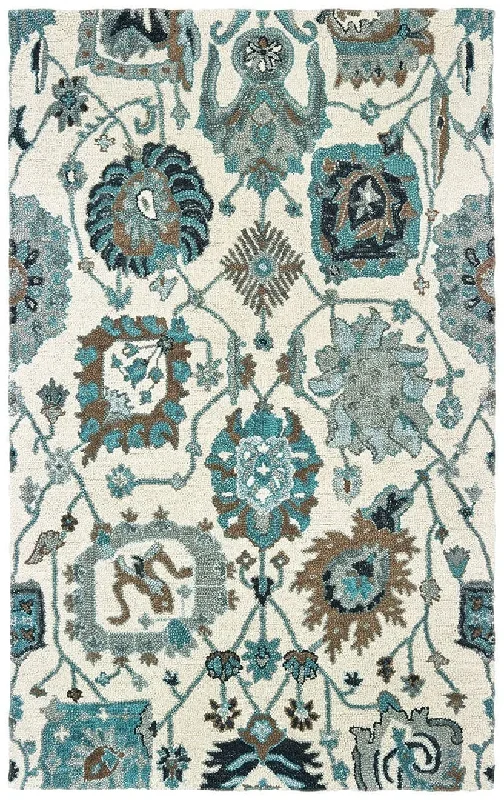 Zahra 75503 Ivory/Blue Rug