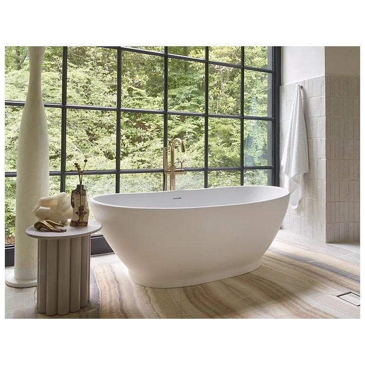 Air Tub Elise 66 x 34 Inch Freestanding Air Bath Center Biscuit Matte Oval Sculpturestone 90 Gallons 22-1/2 Inch