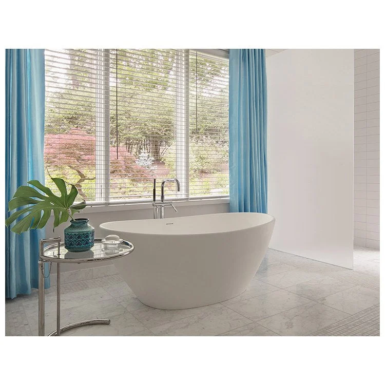 Air Tub Elise 62 x 36 Inch Freestanding with Integral Pedestal Center White Matte Oval Sculpturestone 86 Gallons 25 Inch