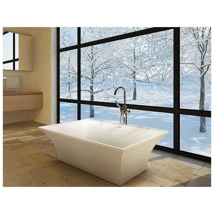 Soaking Tub Intarcia 67 x 40 Inch Freestanding Center Biscuit Gloss Sculpturestone 90 Gallons 19-1/2 Inch