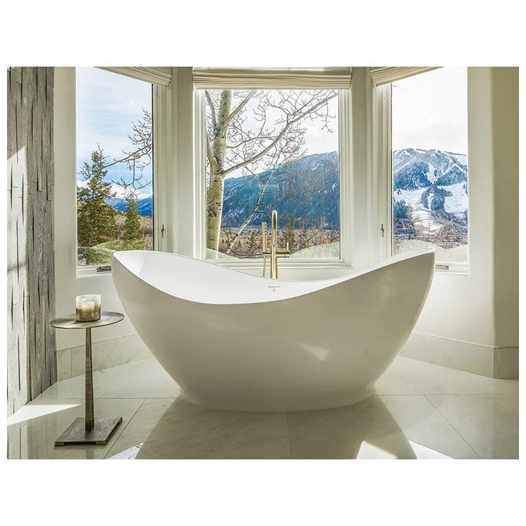 Soaking Tub Juliet 72 x 36 Inch Freestanding Center Biscuit Gloss Sculpturestone 102 Gallons 31-1/2 Inch