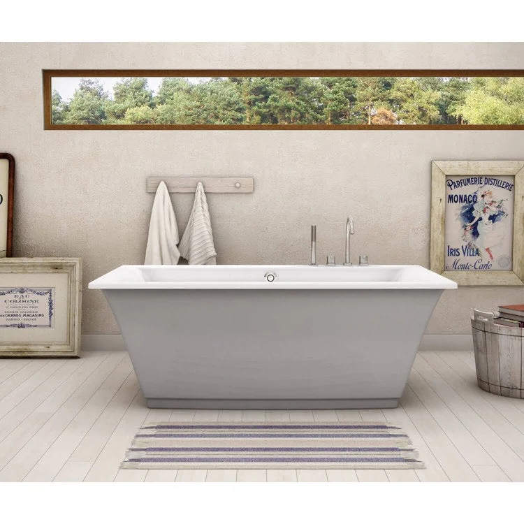 Freestanding Tub Optik 66 x 36 Inch with Aerofeel Sterling Silver Center Rectangular