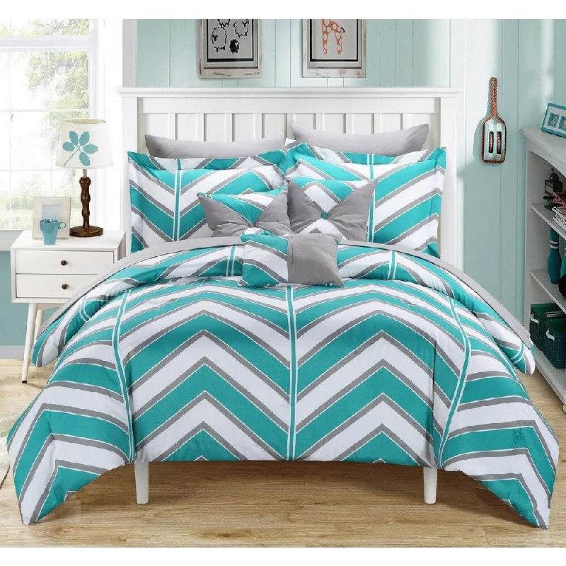 Chic Home Roxy Aqua 10-Piece Bed in a Bag with Sheet Set