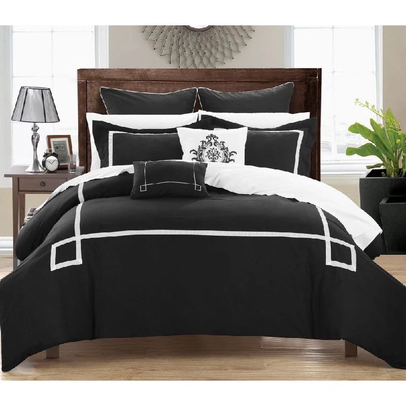 Chic Home Willard Black Embroidered 11-Piece Bed in a Bag Comforter Set