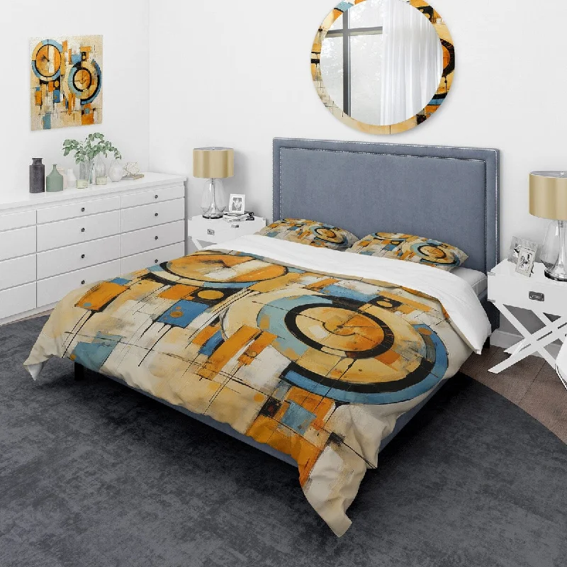 Designart "Blue Supreme Abstract Realms II" Abstract Bedding Cover Set - Traditional Bed Set with Shams