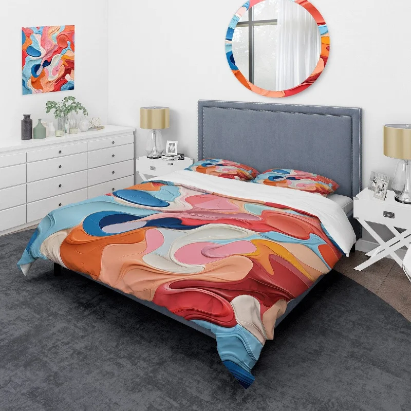 Designart "Colorful fluid Abstract Liquid ink III" Abstract Liquid ink Bedding Cover Set Traditional Bed Set with Shams