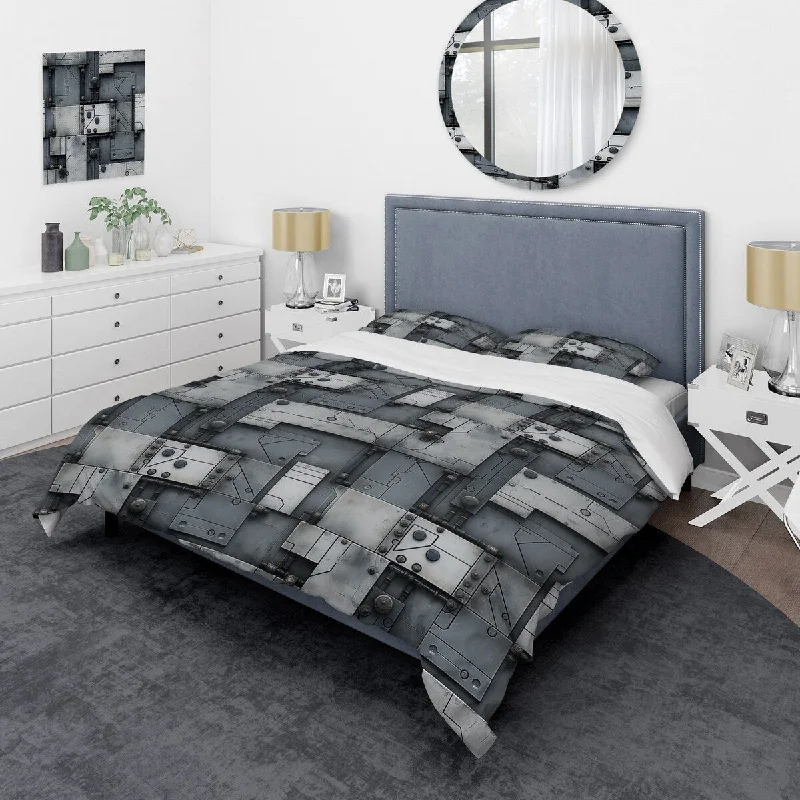 Designart "Industrial Concrete I" Modern Bed Cover Set With 2 Shams