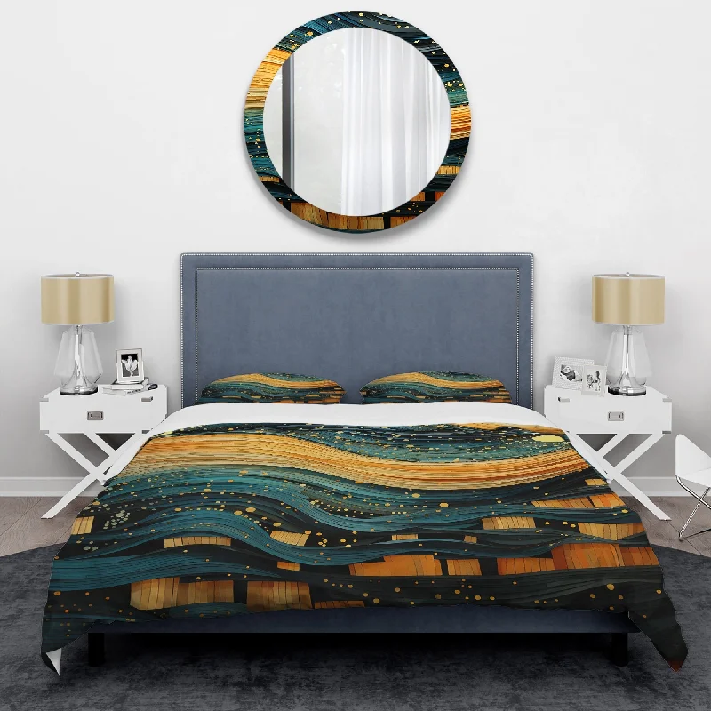 Designart "Orange abstract Nature Organics collages I" Abstract Collages Traditional Bedding Cover Set with Shams