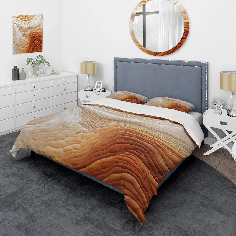 Designart "Orange and white Winds serenade" Abstract Collages Bedding Cover Set - Traditional Bed Set with Shams