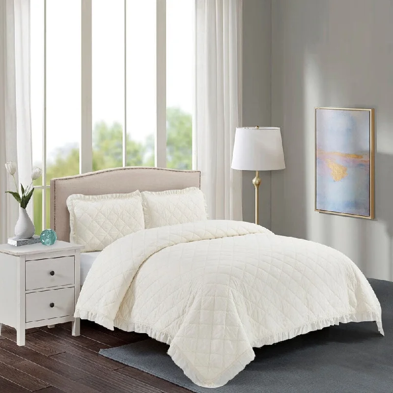 Neptune Cotton Quilt Set in Off White