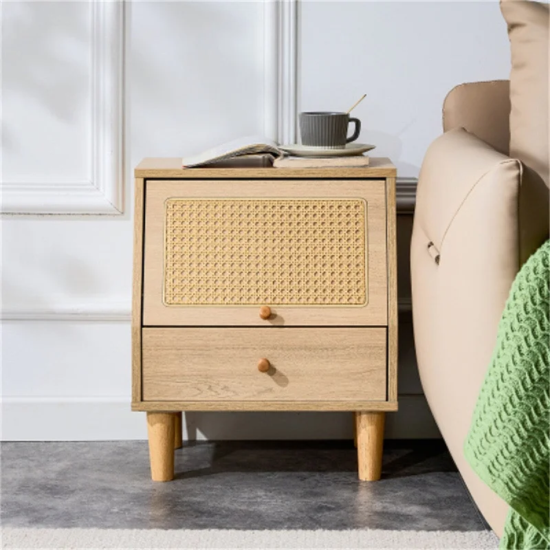 Rattan Modern Simple Storage Cabinet MDF Board Bedside Cabinet