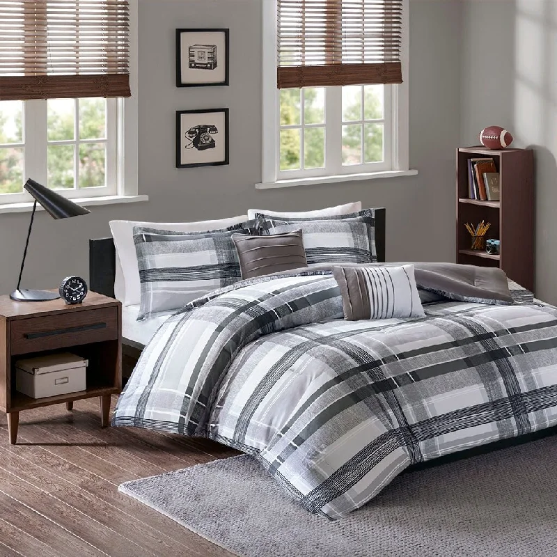 Reversible Cotton Bedding with Matching Shams, Plaid Home Decor for All Seasons