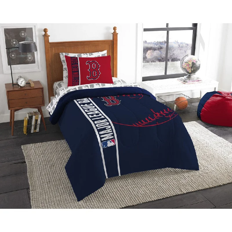 The Northwest Company MLB Boston Red Sox Twin 5-Piece Bed in a Bag with Sheet Set - Dark Blue/Red