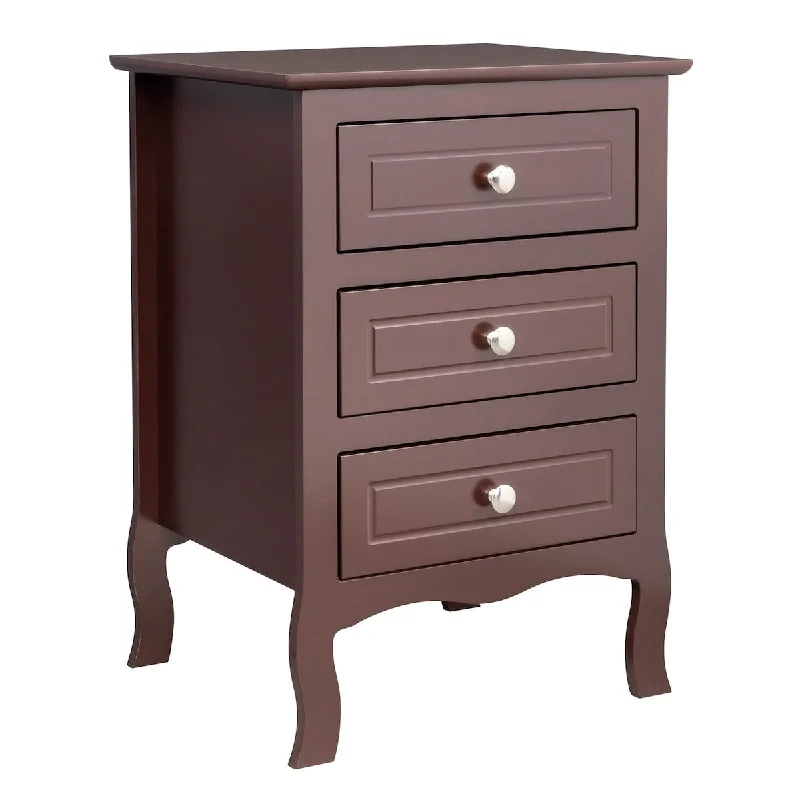 with 3 Drawers Country Nightstand, High Legs Large Bedside Table MDF Spray Paint, for Bedroom Living Room