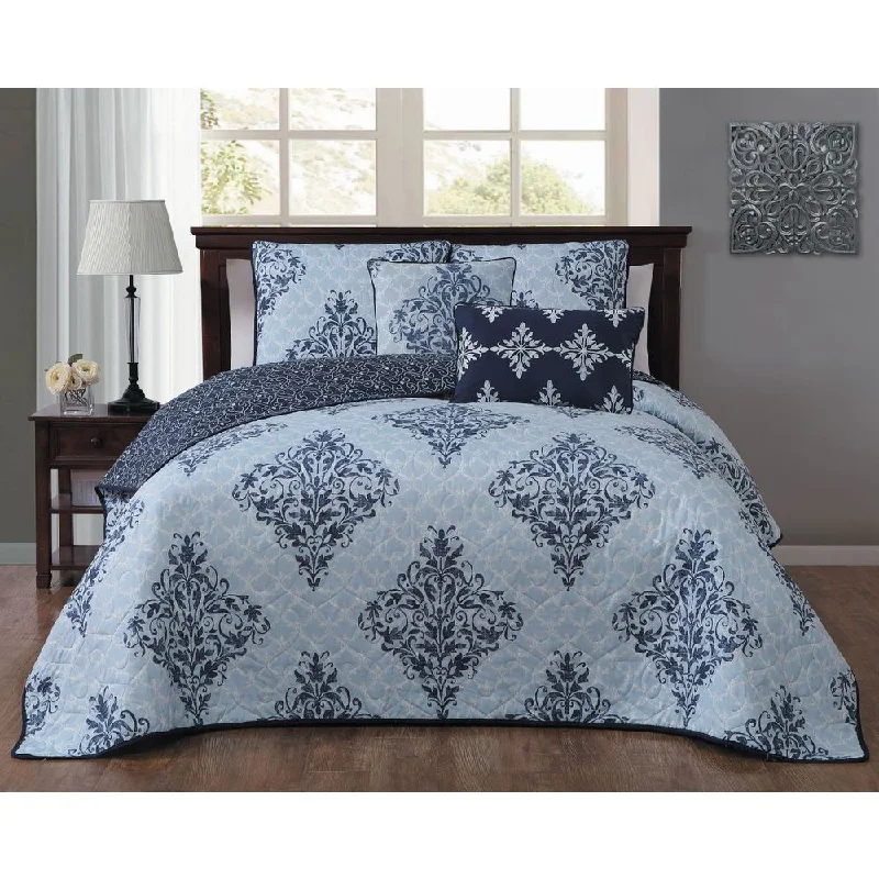 Avondale Manor Mari 5-piece Polyester Microfiber Damask Quilt Set