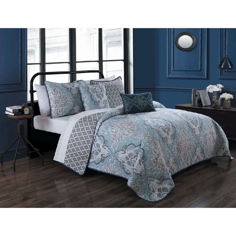 Avondale Manor Portofino 5-piece Polyester Microfiber Damask Quilt Set