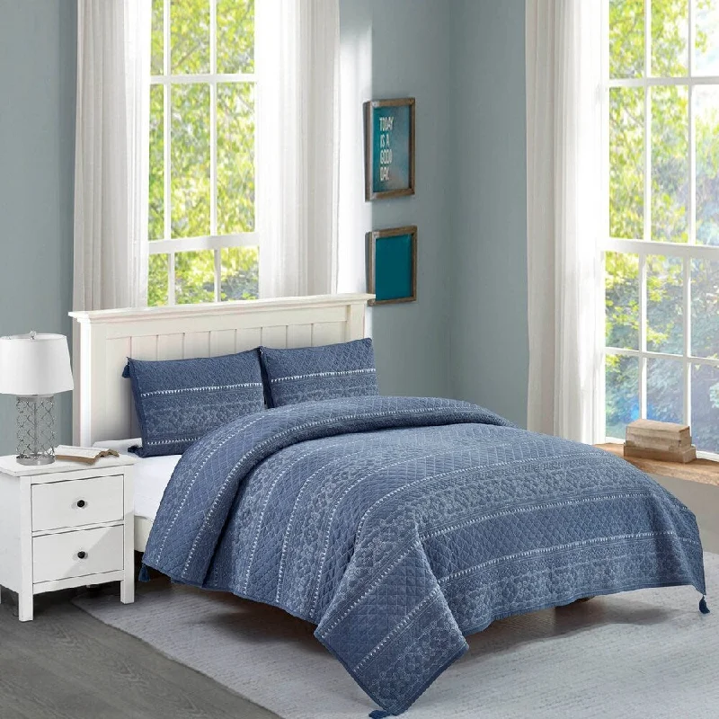 Baymouth Cotton Quilt Set in Blue