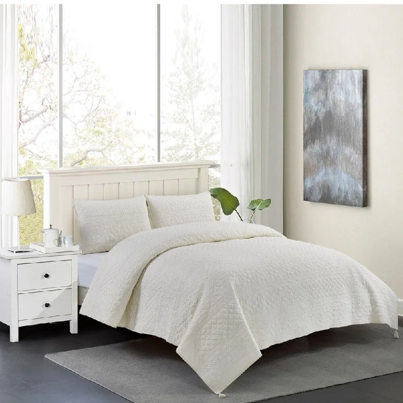 Baymouth Cotton Quilt Set in Ivory