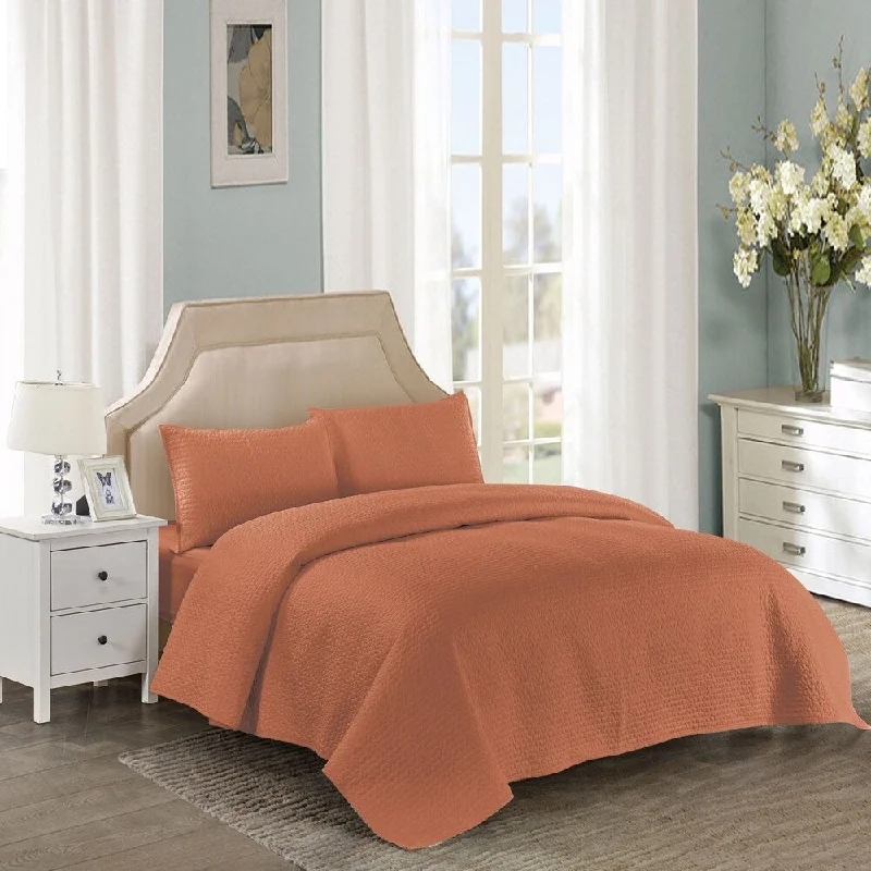 Bologna Solid Cotton Quilt Set in Orange