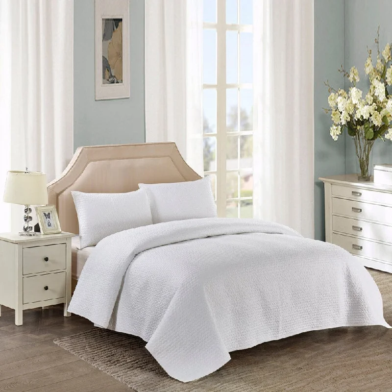 Bologna Solid Cotton Quilt Set in White