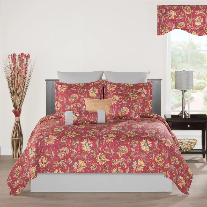 Bordeaux traditional floral quilt set