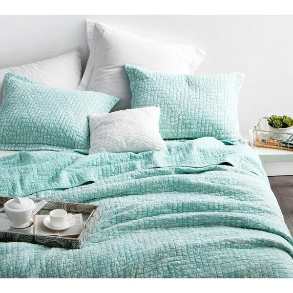 BYB Mint Green Cotton Stone-washed Quilt Set