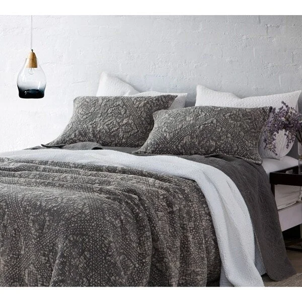 BYB Pewter Gradient Stone Washed Cotton Quilt Set