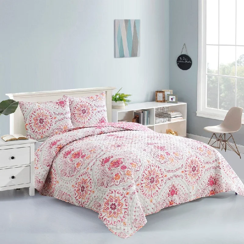 Casablanca Cotton Quilt Set in Rose