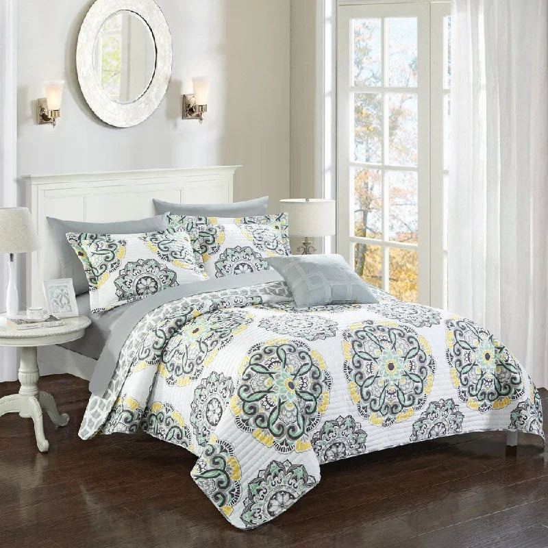 Chic Home 4-Piece Miranda Grey Quilt Set