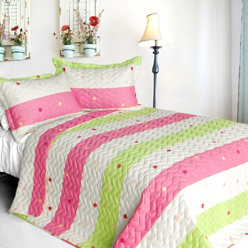 Colorful Life Cotton 2PC Vermicelli-Quilted Patchwork Quilt Set (Twin Size)