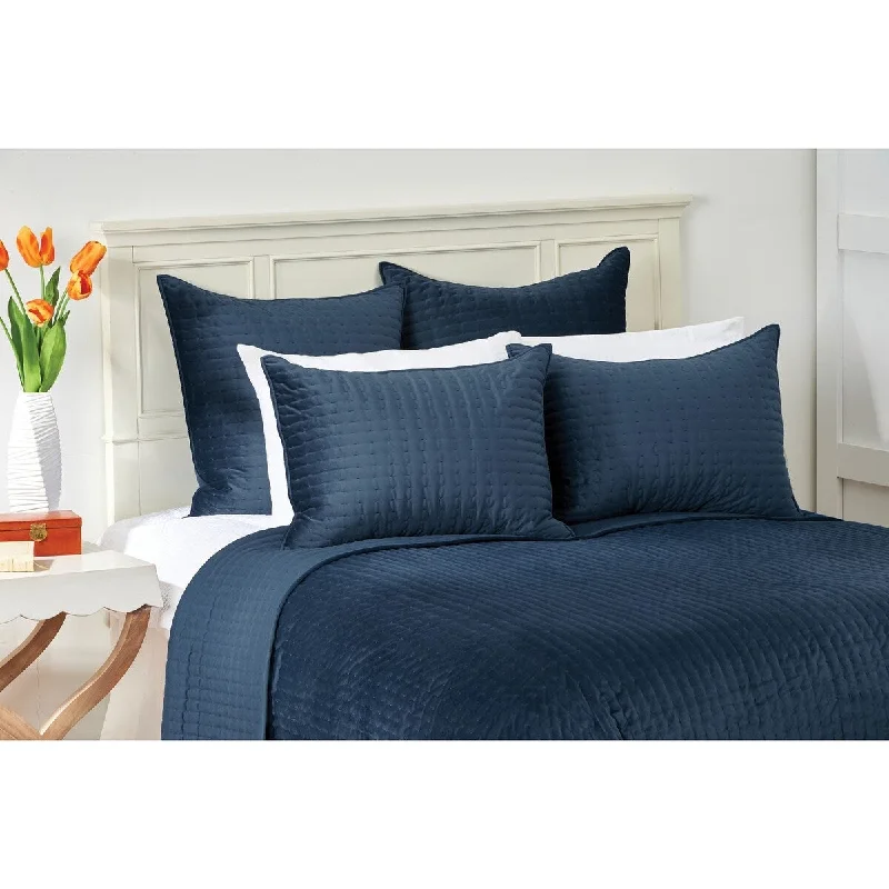 Lapis Velvet Cotton Quilt Set - Reversible and Machine Washable