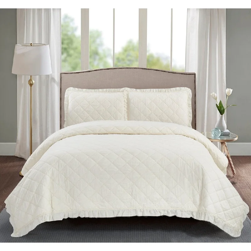 Neptune Cotton Quilt Set in Off White - Ivory