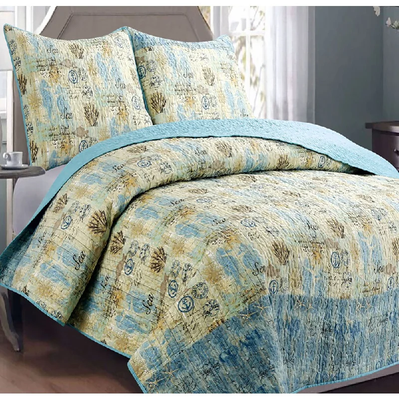 Panama Jack Sea Horses 3 piece Quilt Set - Multi-color