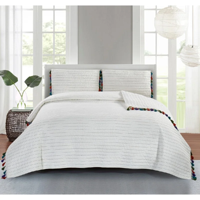 Piper Cotton Quilt Set in Off White