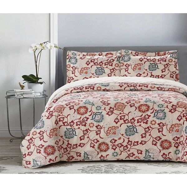 Porch & Den Kavitt Jacquard King-size 3-piece Reversible Quilt Set