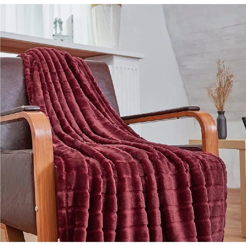 Burgundy Velvet Plush Throw Blanket 50" x 60"